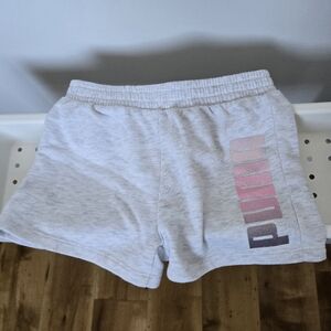 PUMA Grey & Pink Elastic Waistband Cotton Polyester Comfort Short Girls S (7/8)